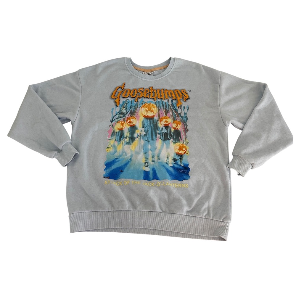 Goosebumps Attack of the Jack-O-Lanterns Sweatshirt Womens Small Blue Halloween‎